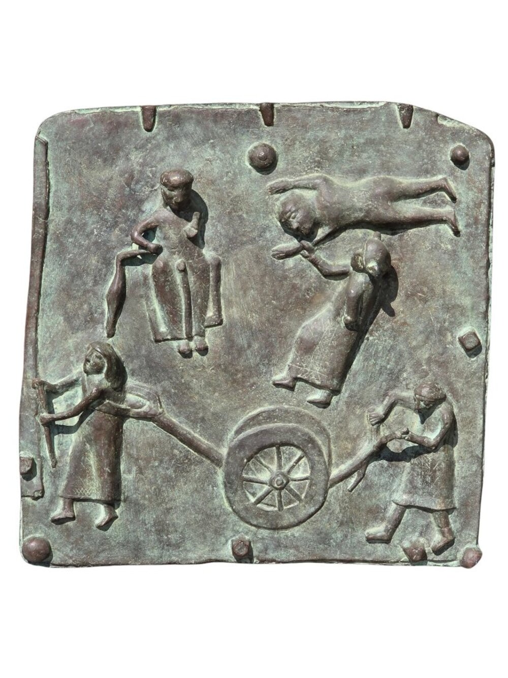 Antique Cast Bronze Doors Panel of Basilica San Zeno, Adam & Eve, Cain & Abel